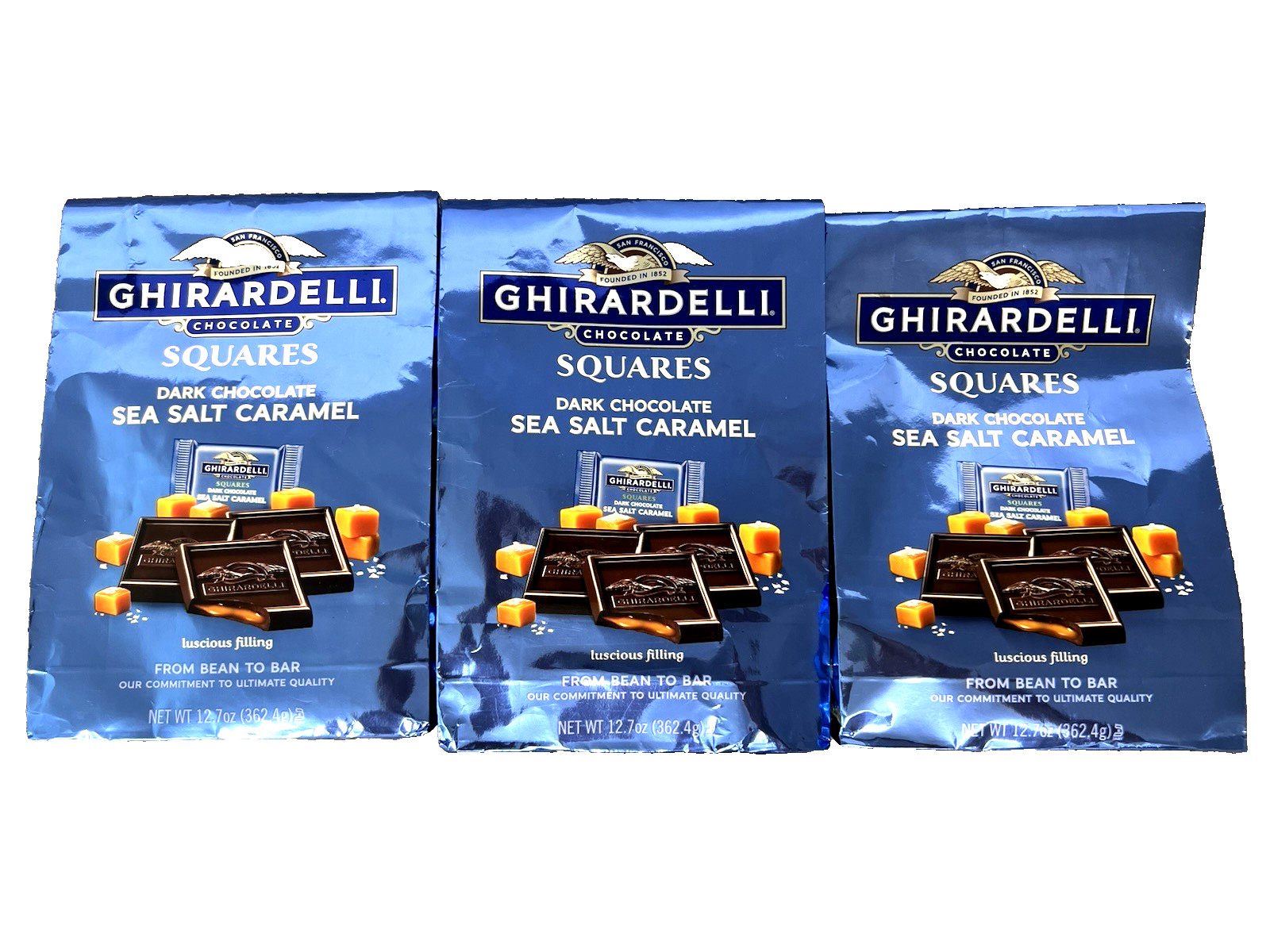 WOW! 3 GHIRARDELLI Chocolate DARK Chocolate Squares & Sea Salt Caramel 11/30/26