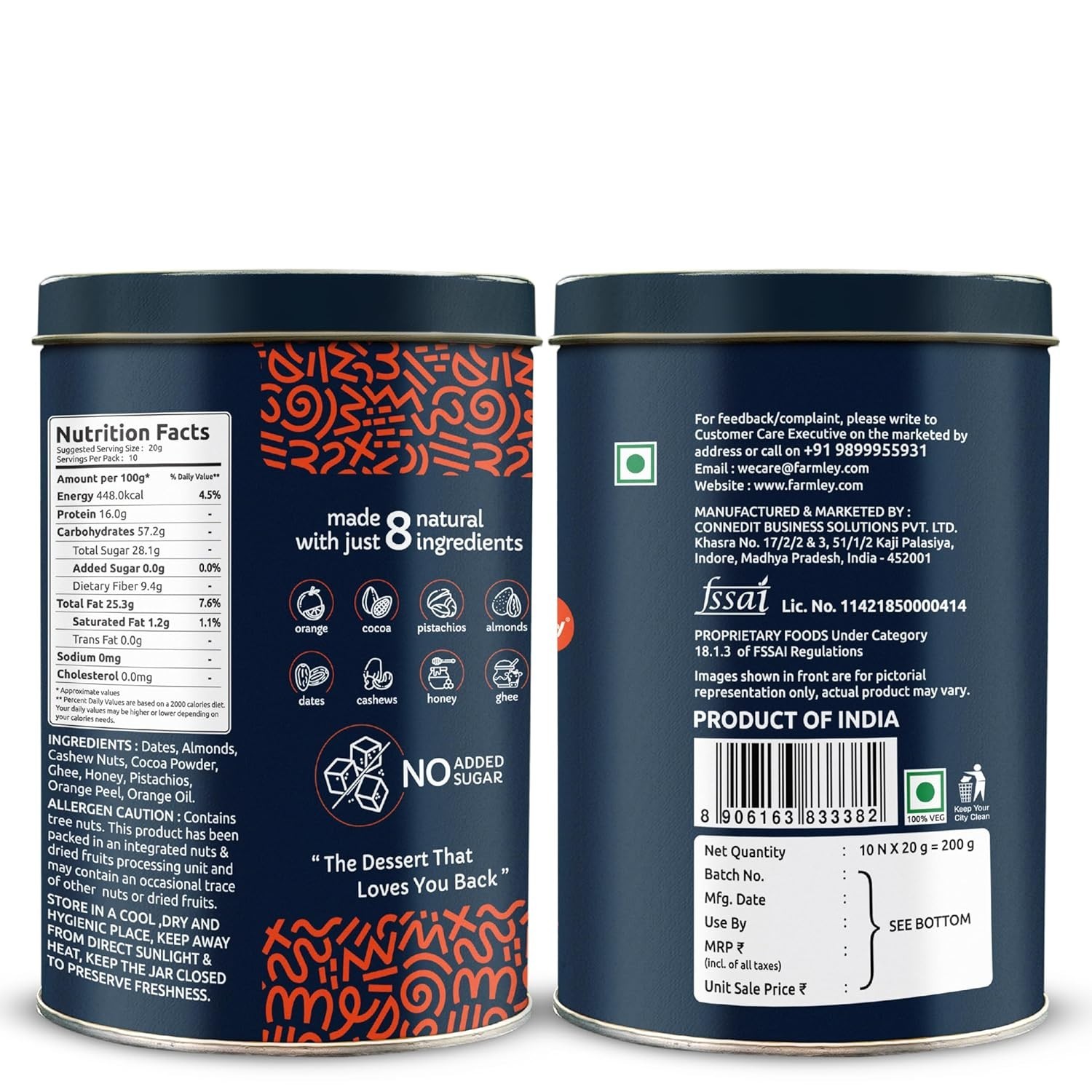 Farmley Dark Choco Orange Date Bites Dessert 200gm Free Delivery 7-10 days