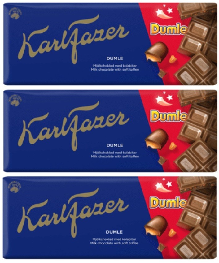 3x Karl Fazer Milk Chocolate Caramel Pieces 180g Sweet Candy Snack Gift Bar