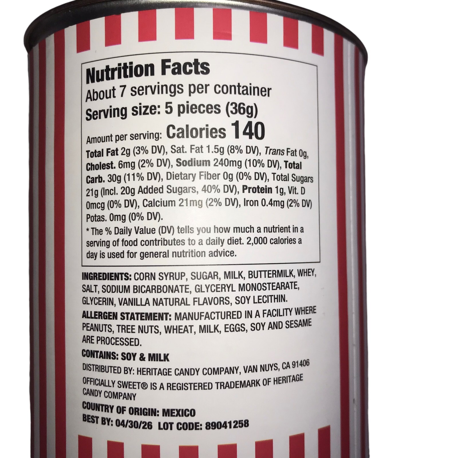 Food: Caramels, Officially Sweet Sea Salt Caramels 9 oz in Red White Striped