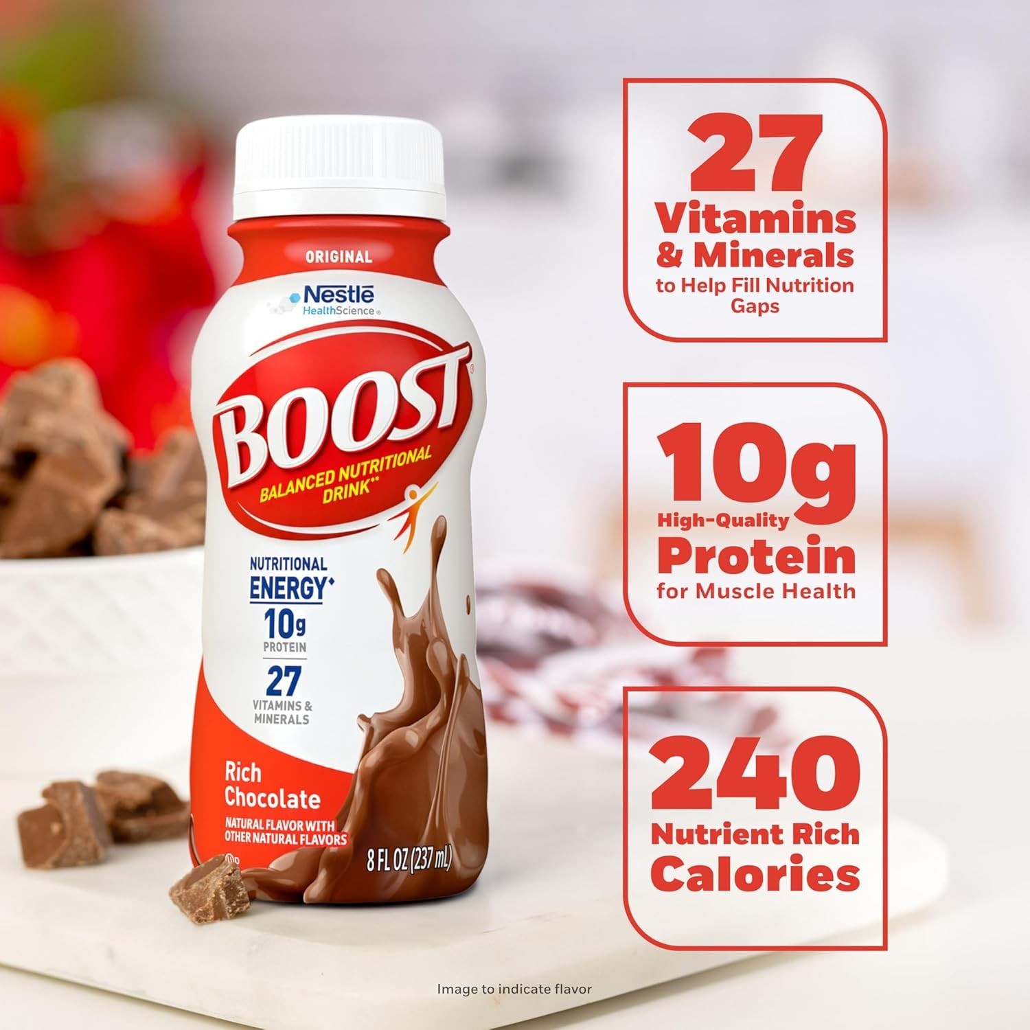 BOOST Original Ready to Drink Nutritional Drinks, Rich Chocolate Pack of 24