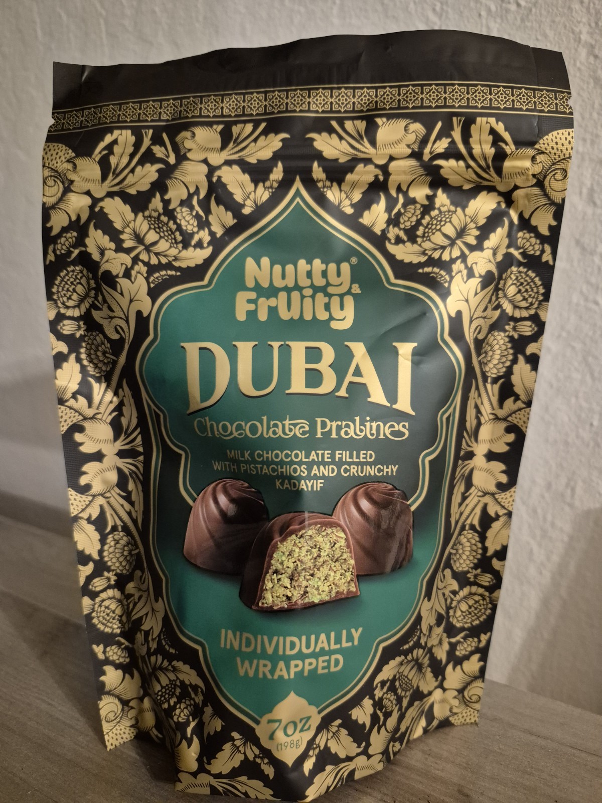 Nutty Fruity 7 oz. DUBAI CHOCOLATE PRALINES Pistachios And Crunchy Kadayif
