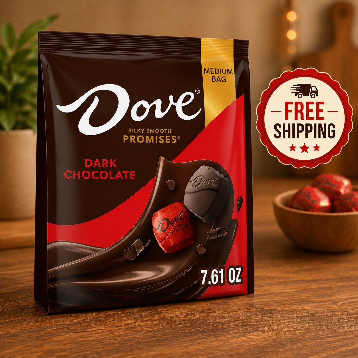Dove Promises Dark Chocolate Candy – 7.61 oz Bag – Free Shipping
