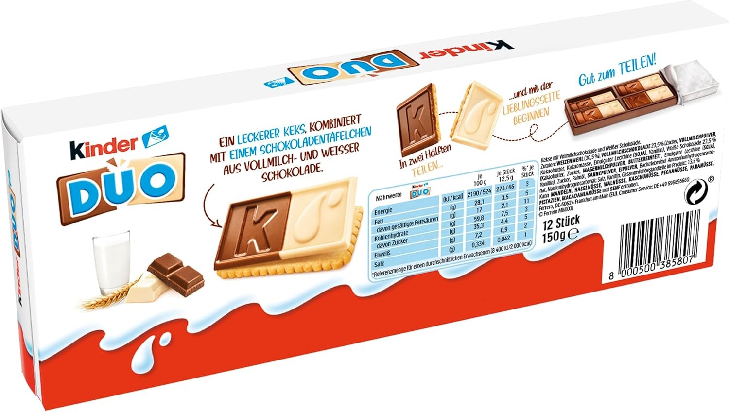 4x boxes Kinder Duo Cookies 150g Total 600g / 1.32 lbs