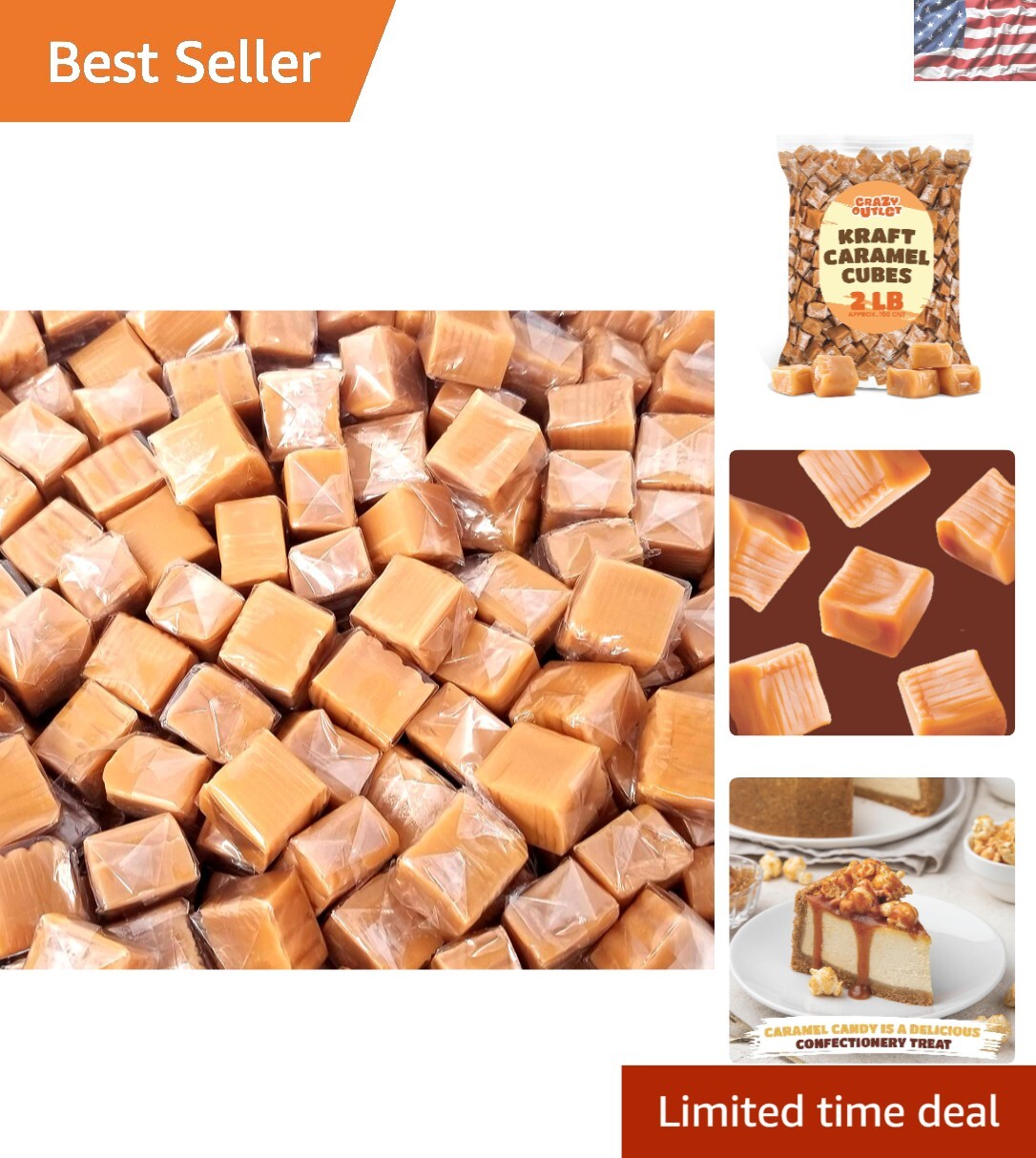 Timeless Soft Caramel Cubes – 2 lbs of Individually Wrapped Vanilla Delights