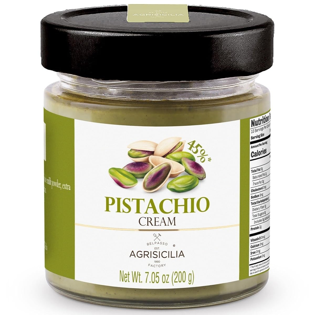Pistachio Cream Spread – Authentic Italian, 45% Sicilian Pistachios, Glass Ja…