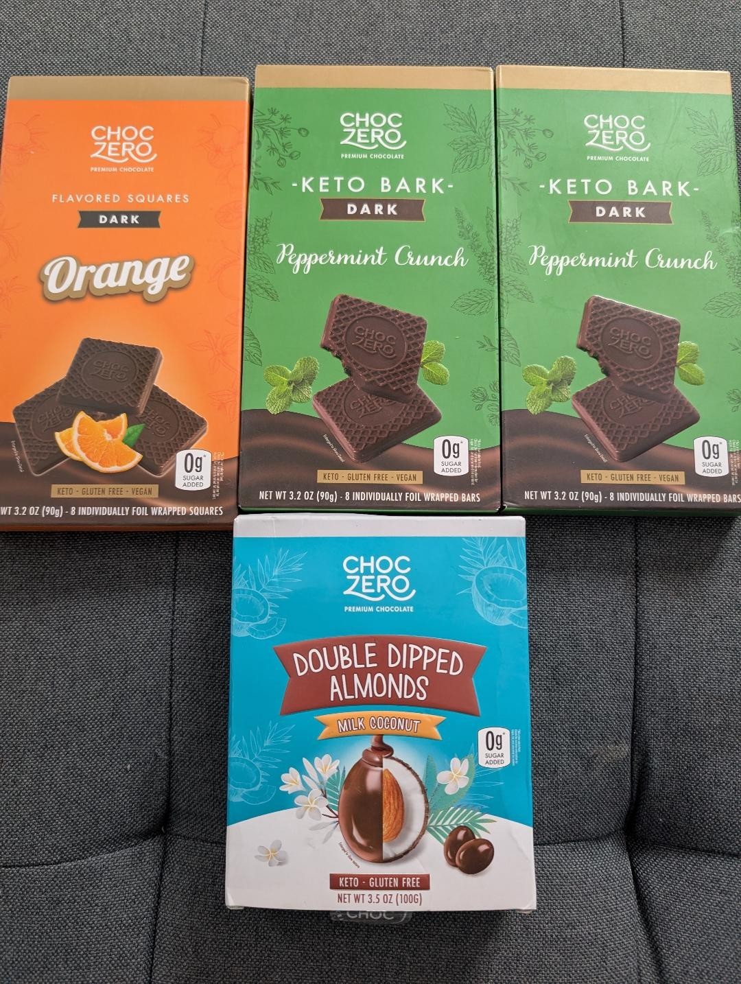 Variety 4X ChocZero Dark Chocolate Almond Bark, Sugar Free, Vegan, Keto, 3.2oz.