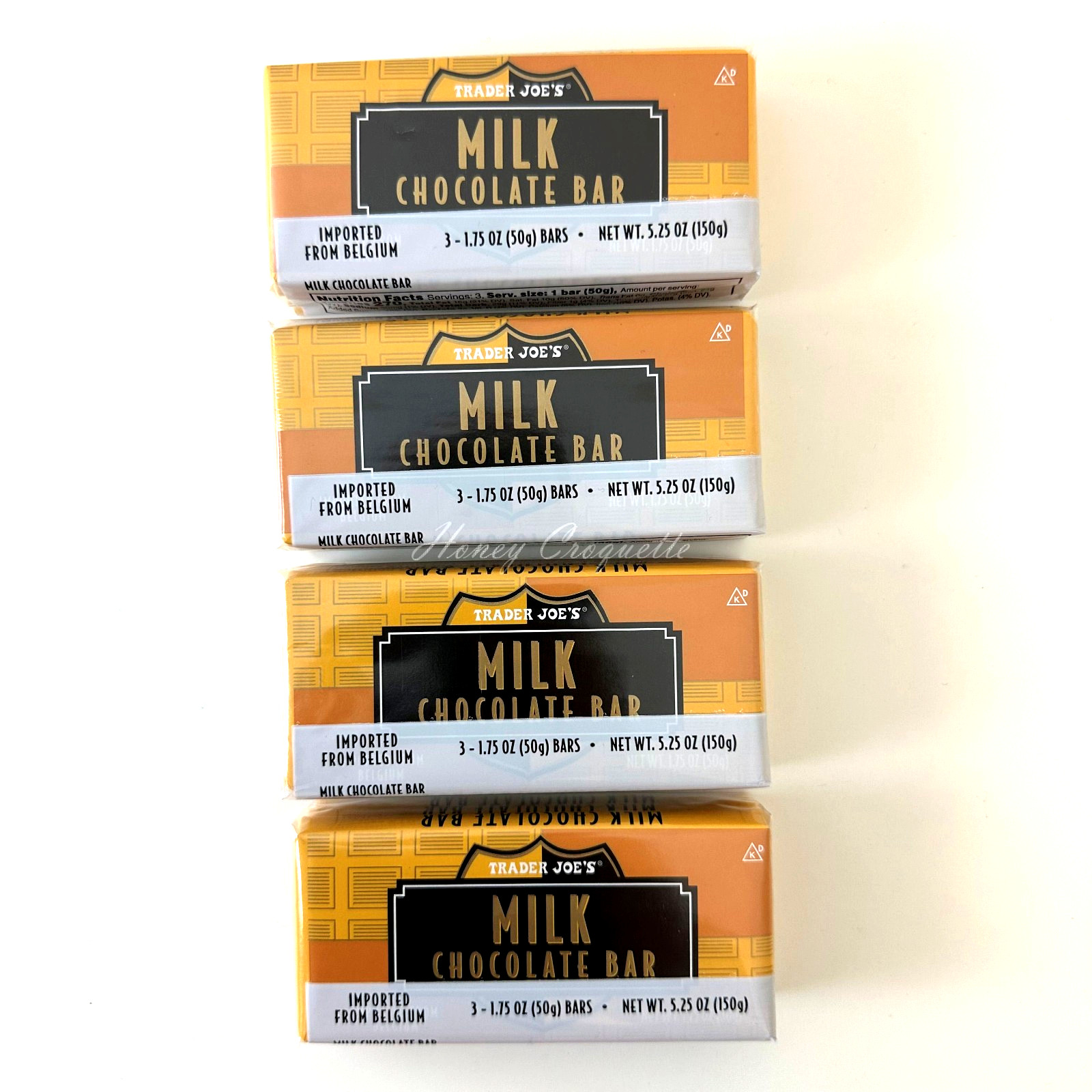 4 X Trader Joe’s Milk Chocolate Bars 3 Small Bar 5.25 Oz 150g (4 Bag)
