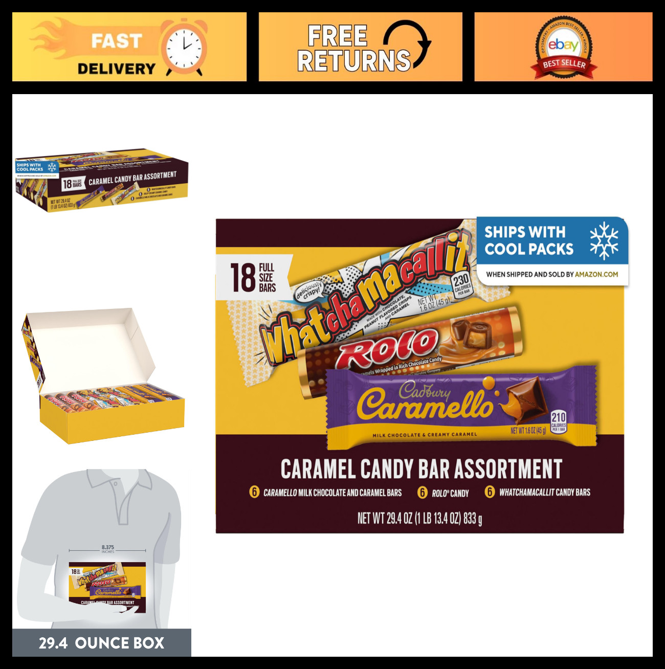Assorted Caramel Candy Box – 29.4 oz, 18 Pieces – Sweet Treats for Gifting