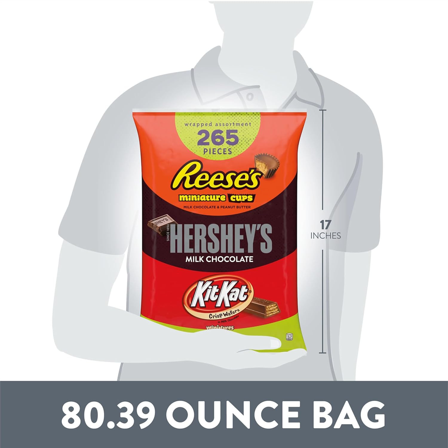 KIT KAT and REESE’S Assorted Milk Chocolate Candy Variety Bag, 80.39 Oz (265 Pie