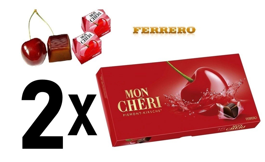 2x157G FERRERO MON CHERI PRALINES – CHOCOLATE CHERRY FILLED WITH LiQUEUR