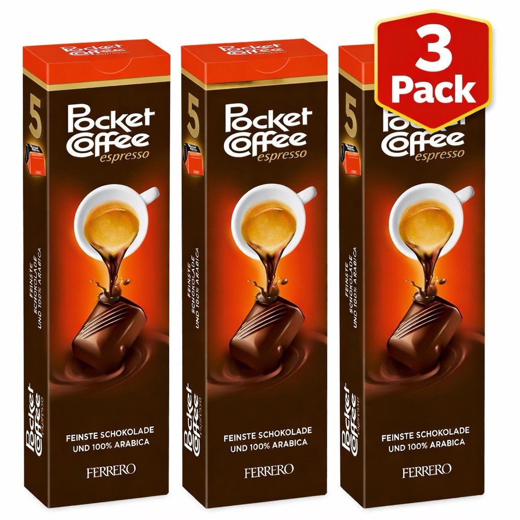 3 x Ferrero Pocket Coffee Espresso Chocolates 5 Pc Each Imported from Germany