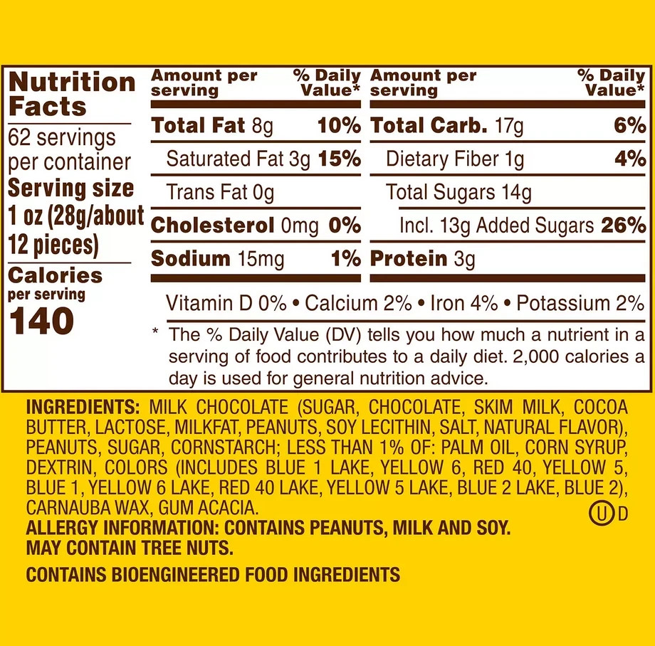 2-PACK M&M’S Peanut Milk Chocolate Candy Bulk Jar 62 oz. Each Pack