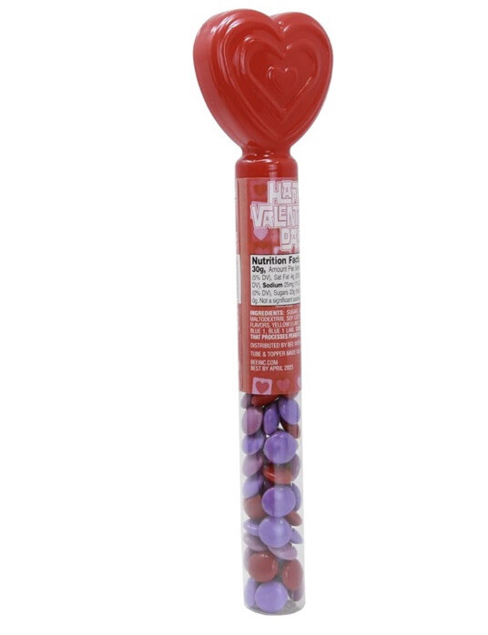 Valentines Day Heart Candy Tube-Chocolate Lentils Flavored Candy.1.7oz See Below
