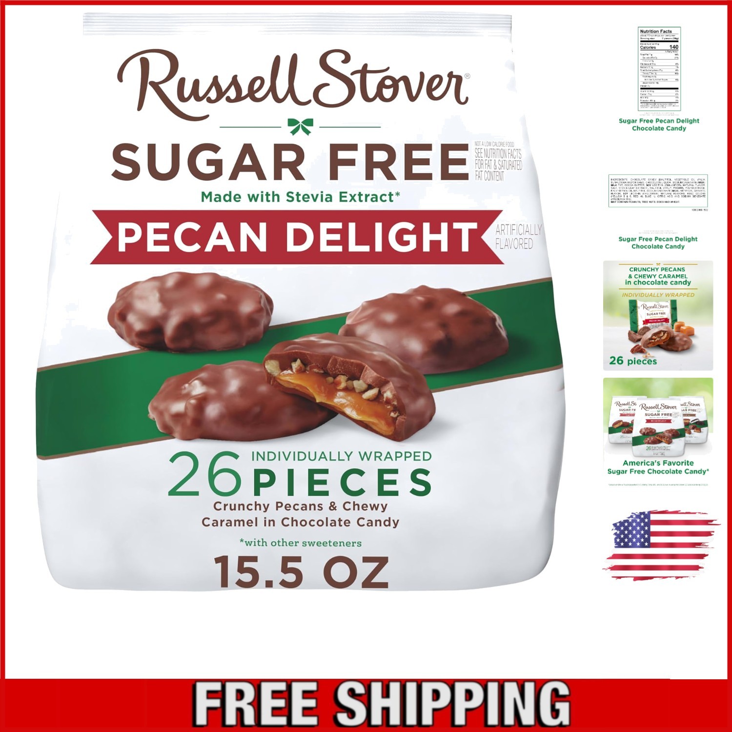 15.5 oz Sugar Free Pecan Delight Chocolate Candy – No Sugar, Just Flavor