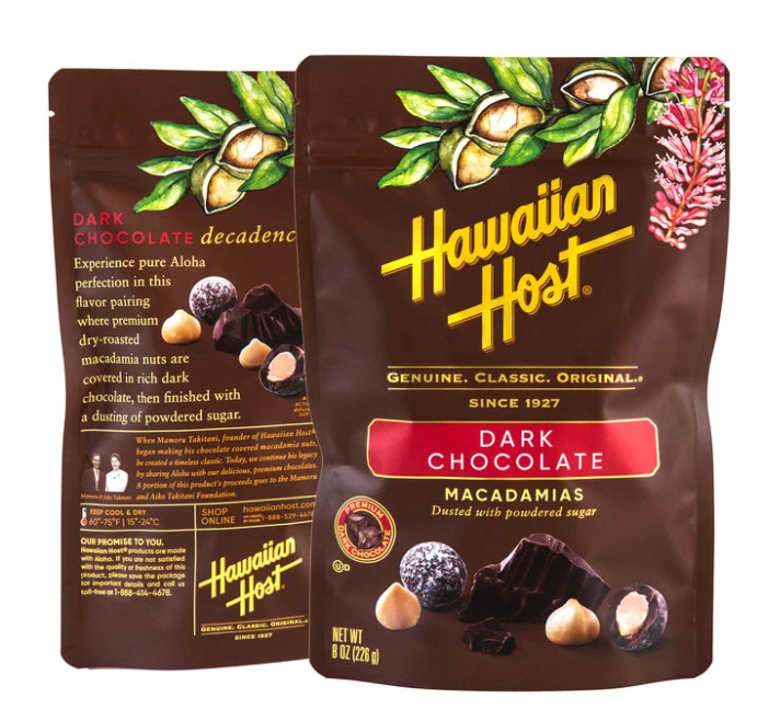 Lot of 3 – HAWAIIAN HOST Paradise Collection-Dark Chocolate Macadamias 8 oz.
