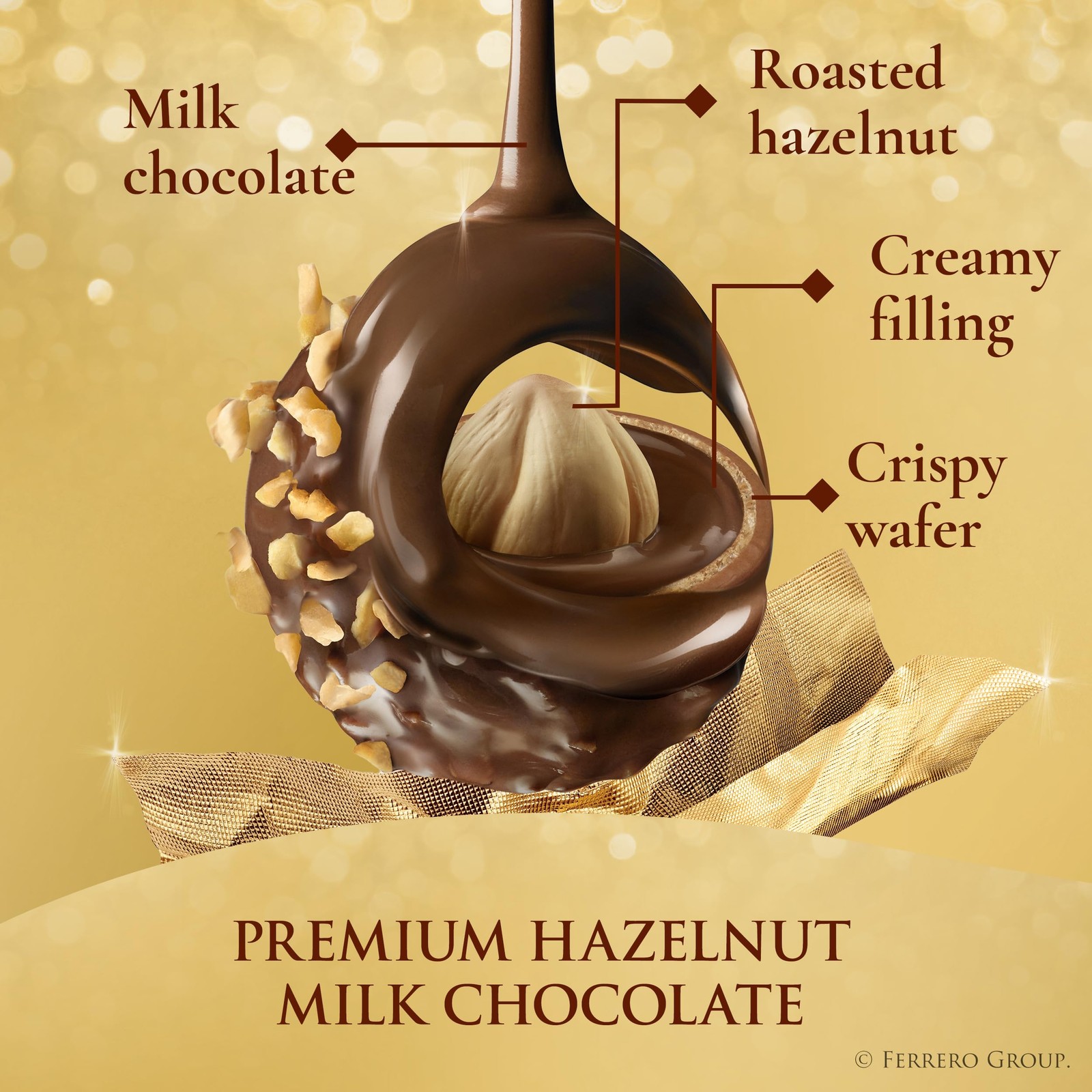 Ferrero Rocher Gourmet Hazelnut Milk Chocolate 16 Count (7 oz) (Pack of 1)
