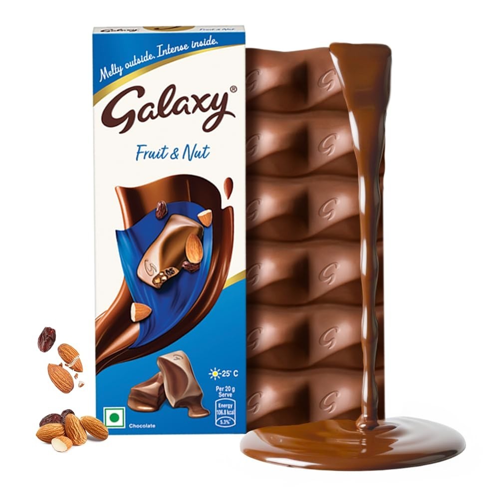 Galaxy Fruit & Nut Chocolate Bar | Rich, Creamy & Nutty 52g (Pack of 8)