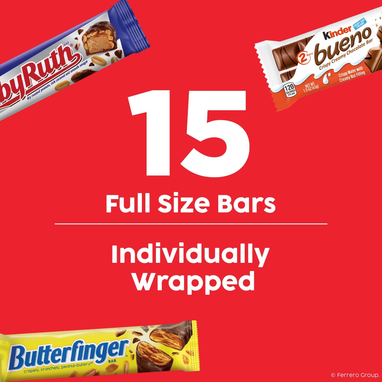 Assorted Full Size Candy Bars Variety Mix – Butterfinger, Baby Ruth, Kinder Buen
