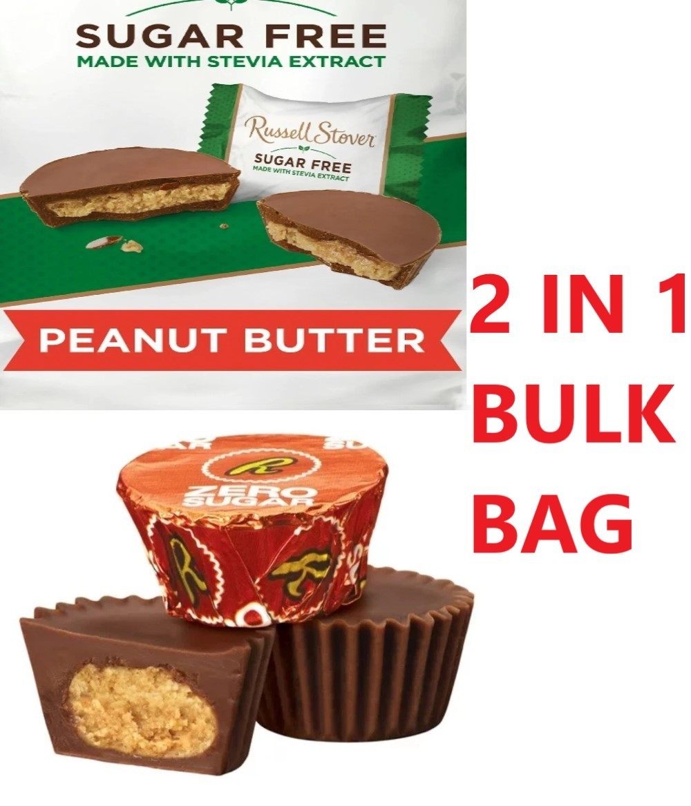 RUSSELL STOVER-REESE’S SUGAR FREE PEANUT BUTTER CUP CHOCOLATE CANDY BULK VALUE!!