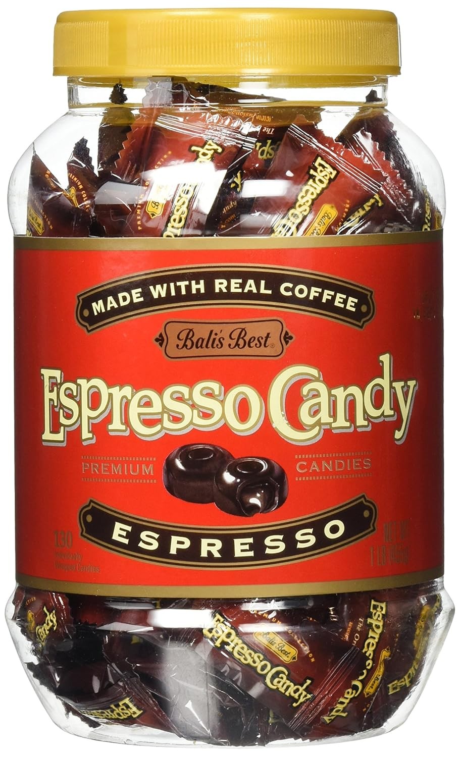 Espresso Flavored Hard Candy, 16 Ounce Jar, Individually Wrapped Candy,
