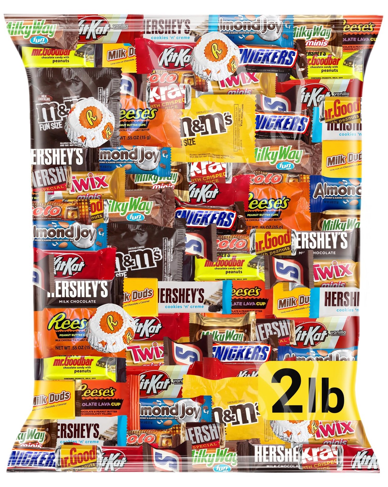 Chocolate Assorted Bulk Candy Variety Pack 2lb – Mini Chocolate Bars, Milk & …