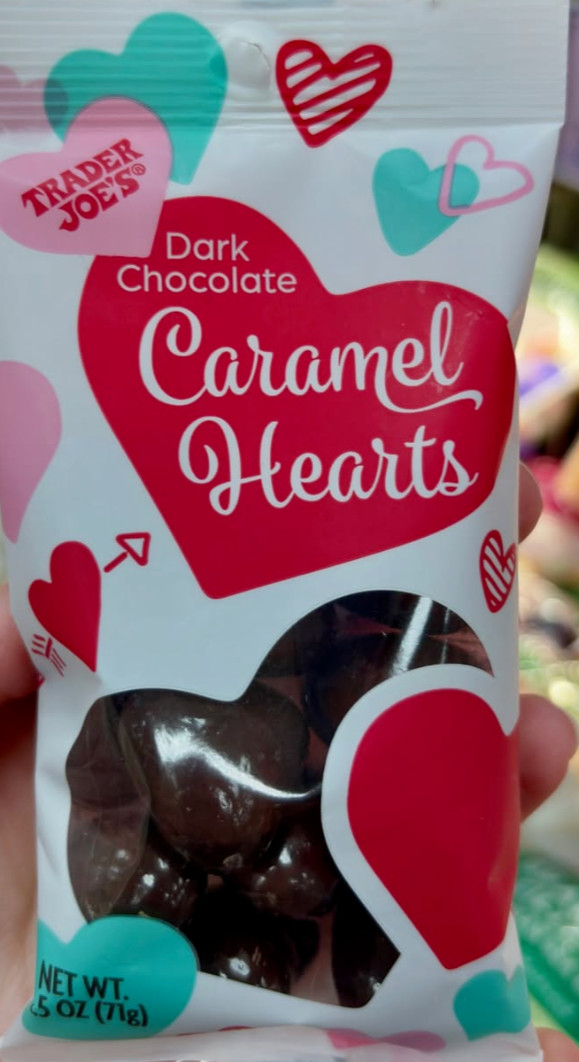 2 Pack Trader Joe’s 2.5 oz. Dark Chocolate CARAMEL HEARTS Love Gift RARE