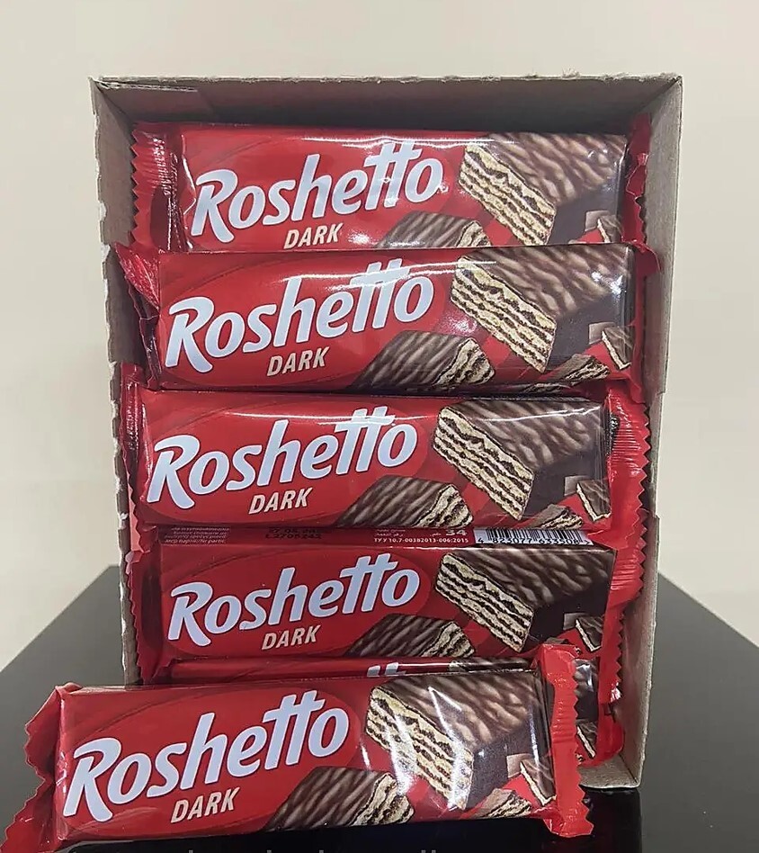 ROSHEN ROSHETTO DARK Crispy Wafer Bar Covered in Dark Chocolate Made in Ukraine