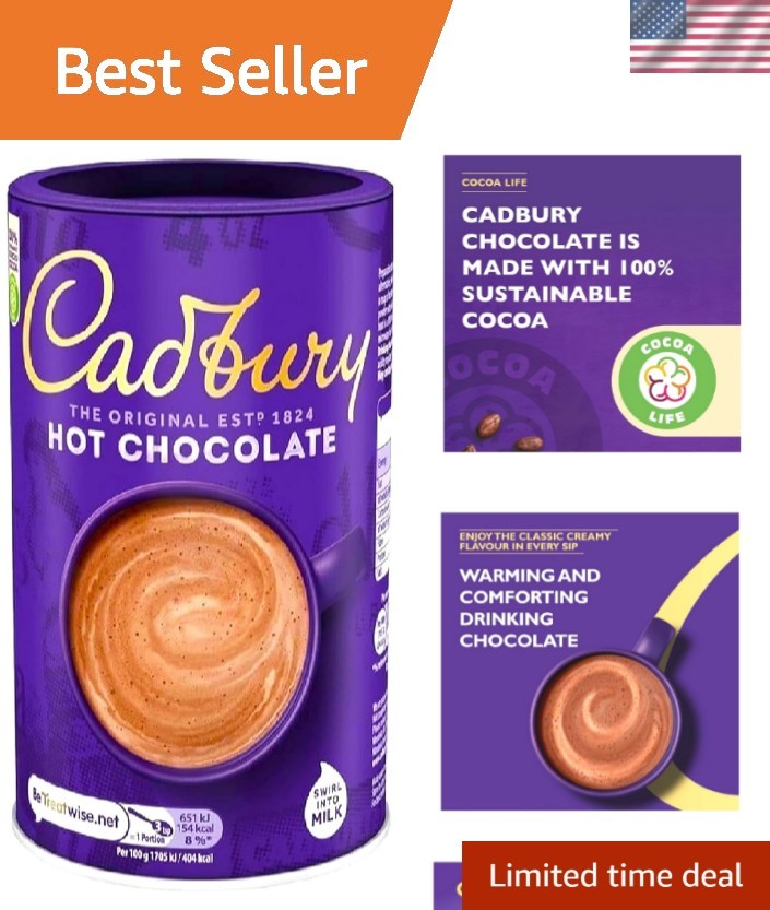 Imported UK Drinking Chocolate – 17oz of Rich Cocoa Flavor for Cozy Moments