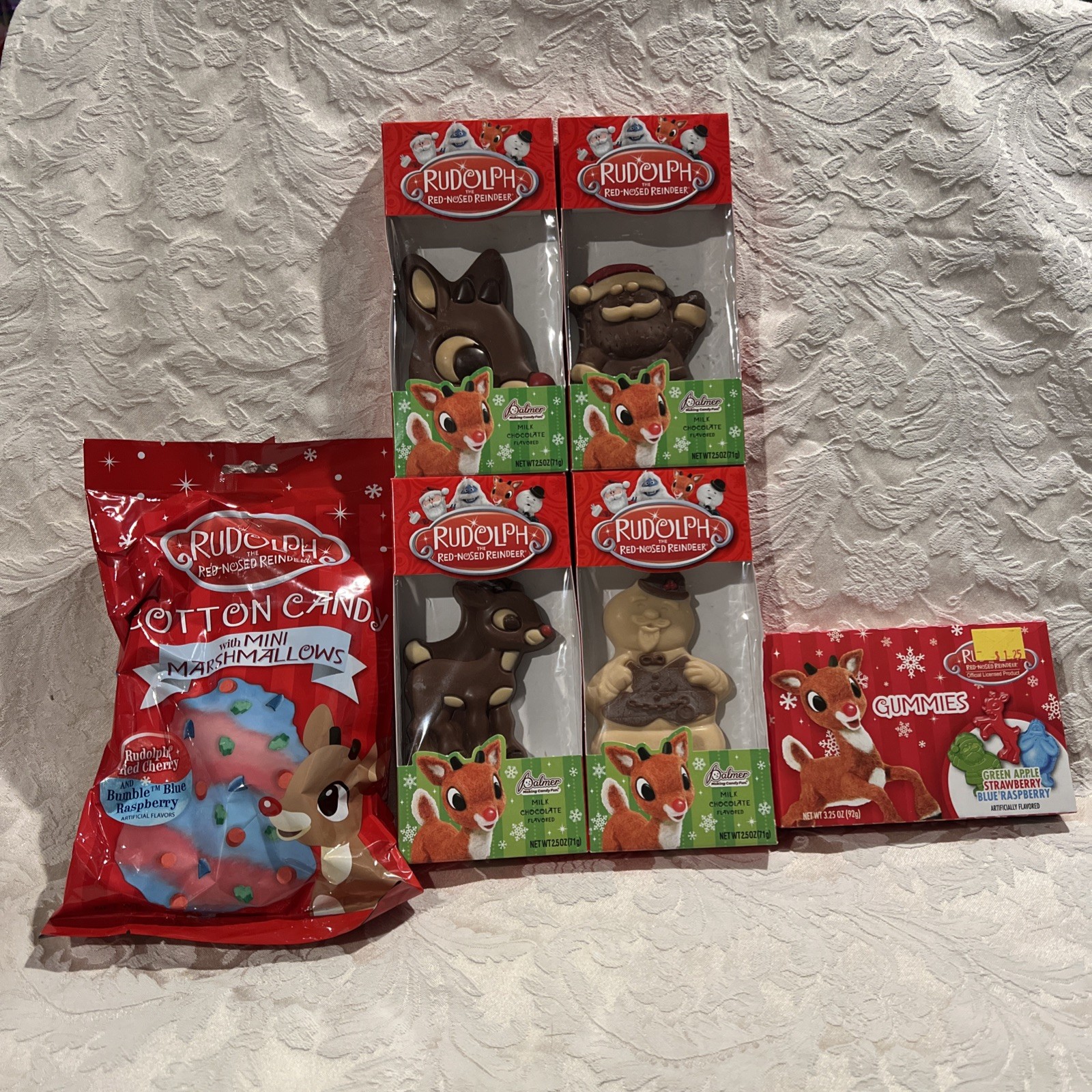 Rudolph The Red Nosed Reindeer Chocolates (4) Gummies & Cotton Candy, Not To Eat