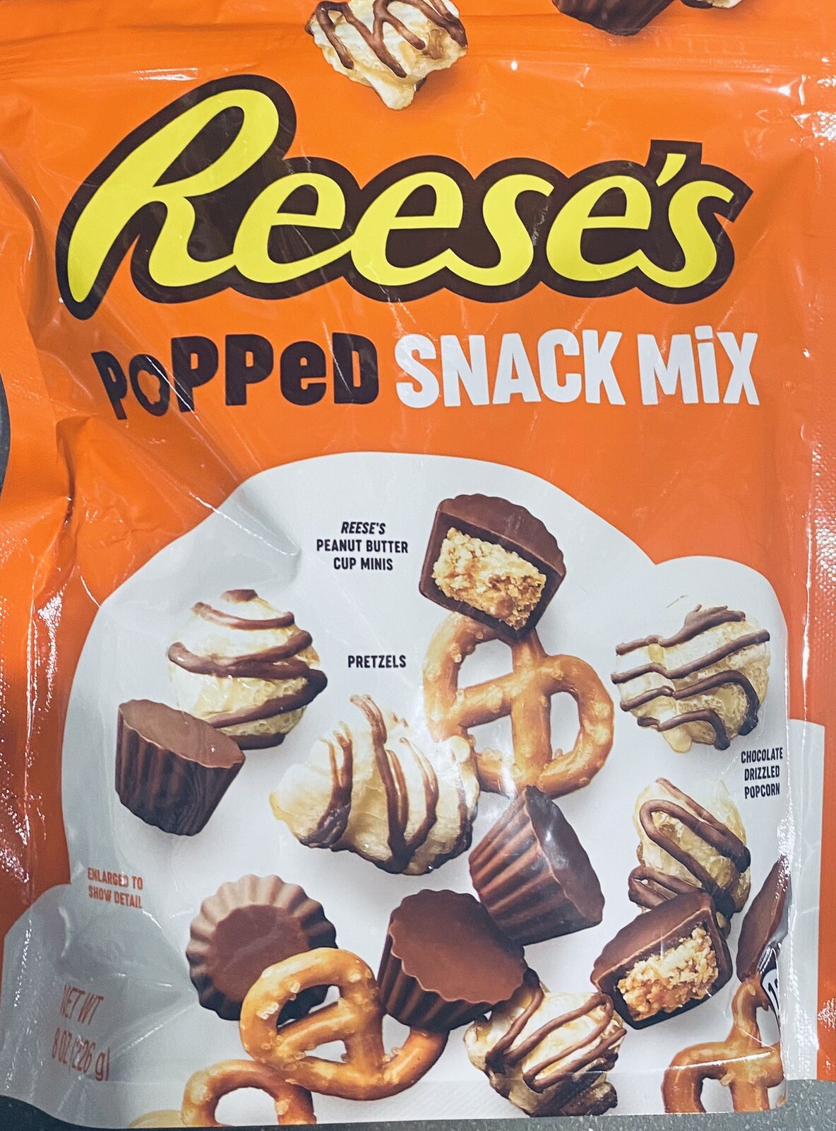 Reese’s Popped Snack Mix Peanut Butter Cups Pretzels Popcorn 8 Oz Bag