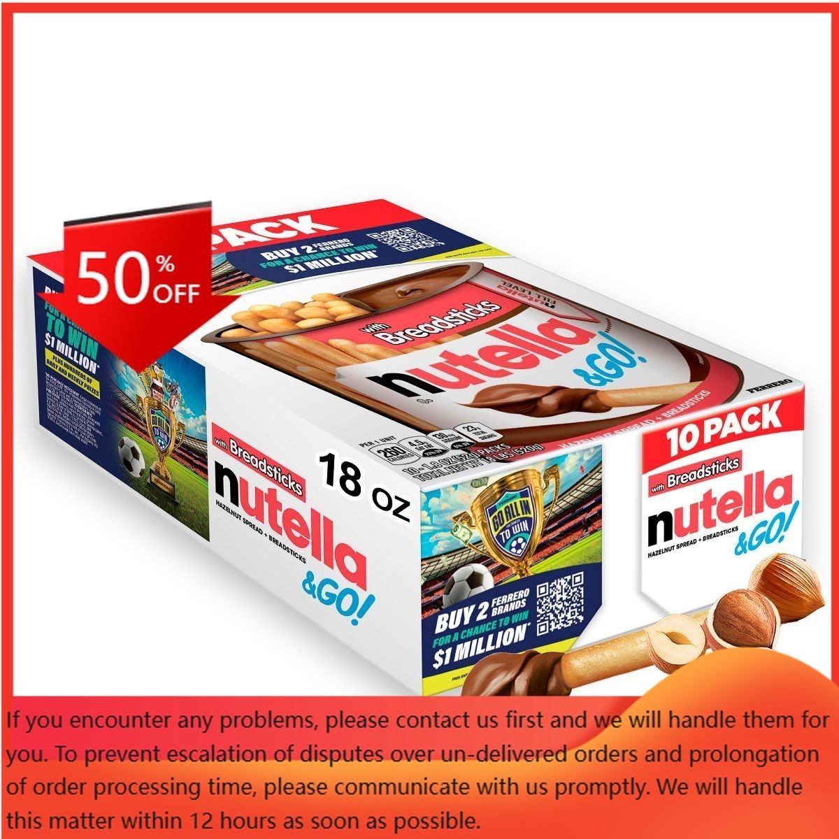 Nutella and Go! Hazelnut Spread with Breadsticks – 18oz/10ct