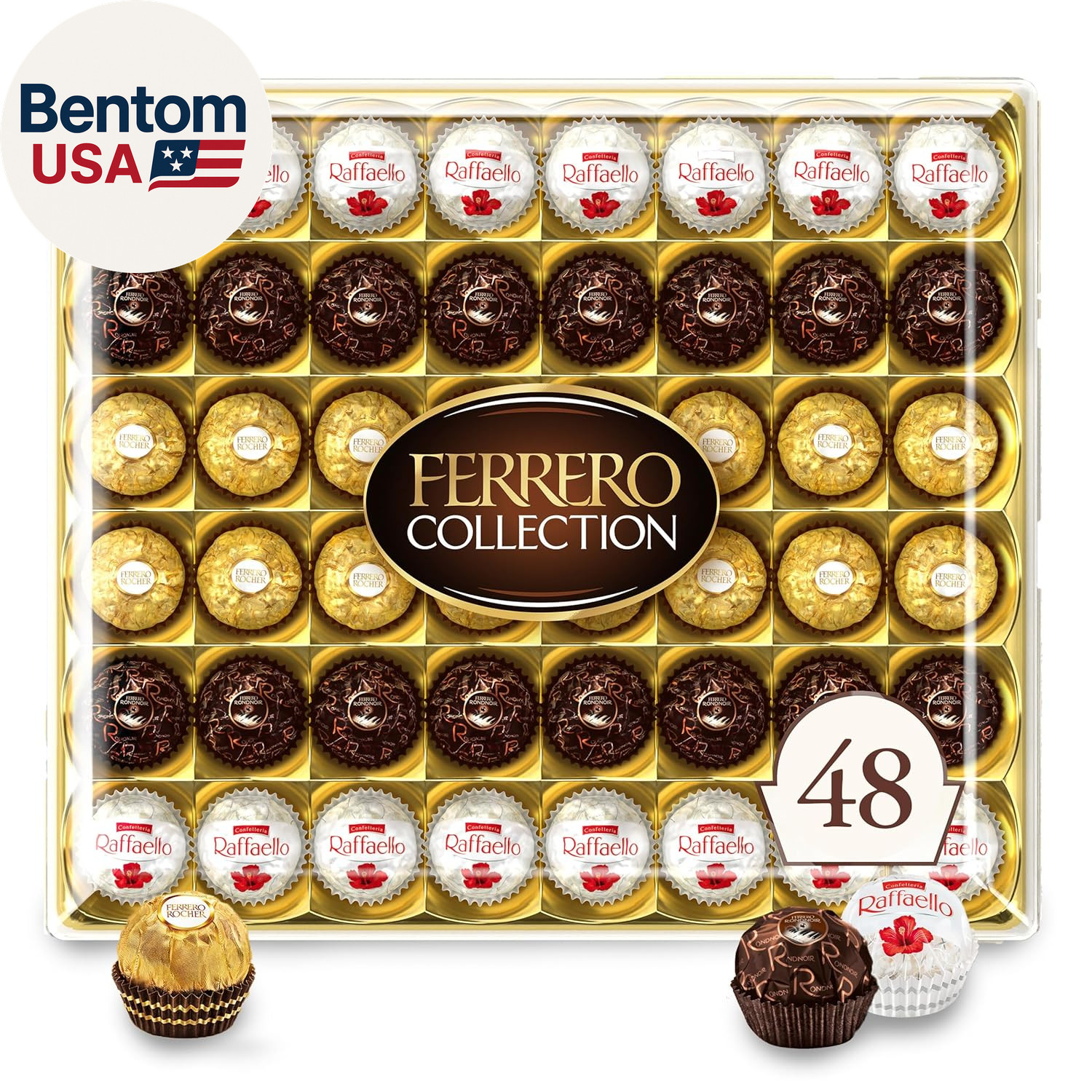 Collection, 48 Count, Premium Gourmet Assorted Hazelnut Milk Chocolate, Dark Cho