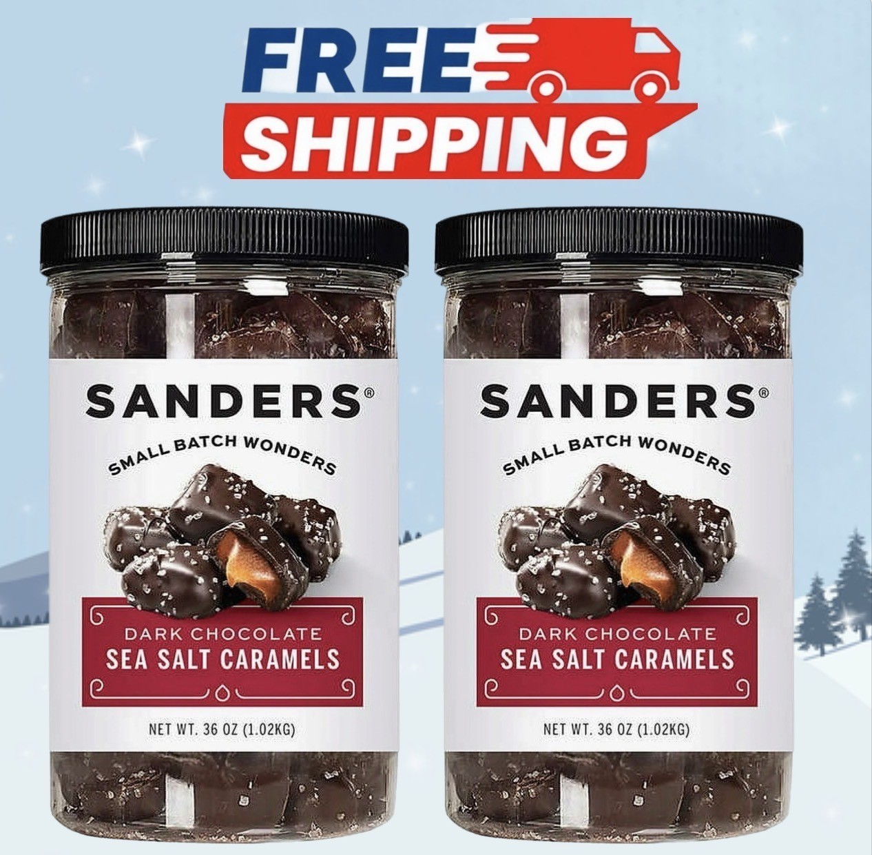 Sanders Dark Chocolate Sea Salt Caramels Fine Chocolates 36 oz each (Pack of 2)
