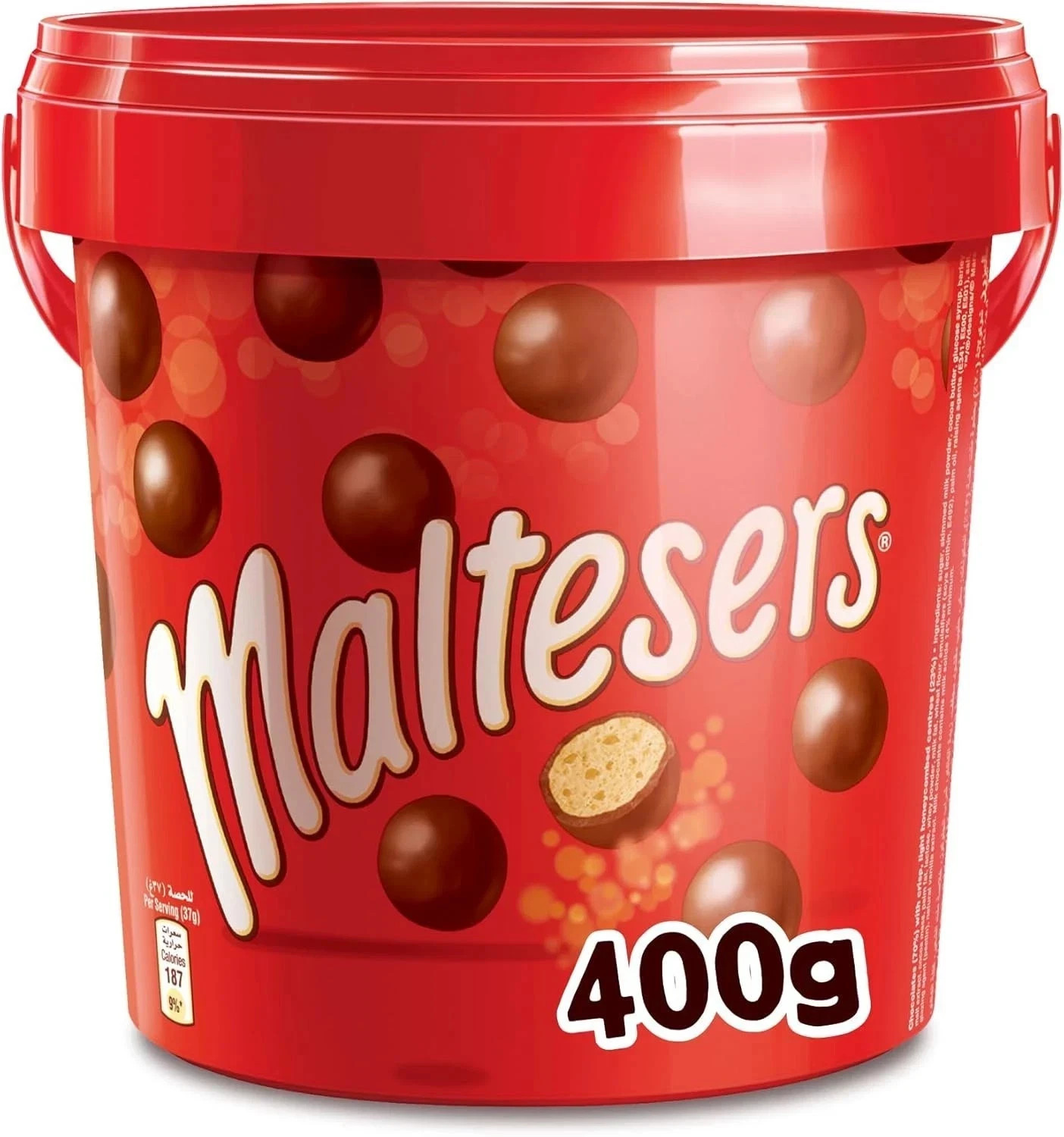 Maltesers Chocolate Bucket 400g, Irresistibly Delicious Malt Chocolate, Crispy