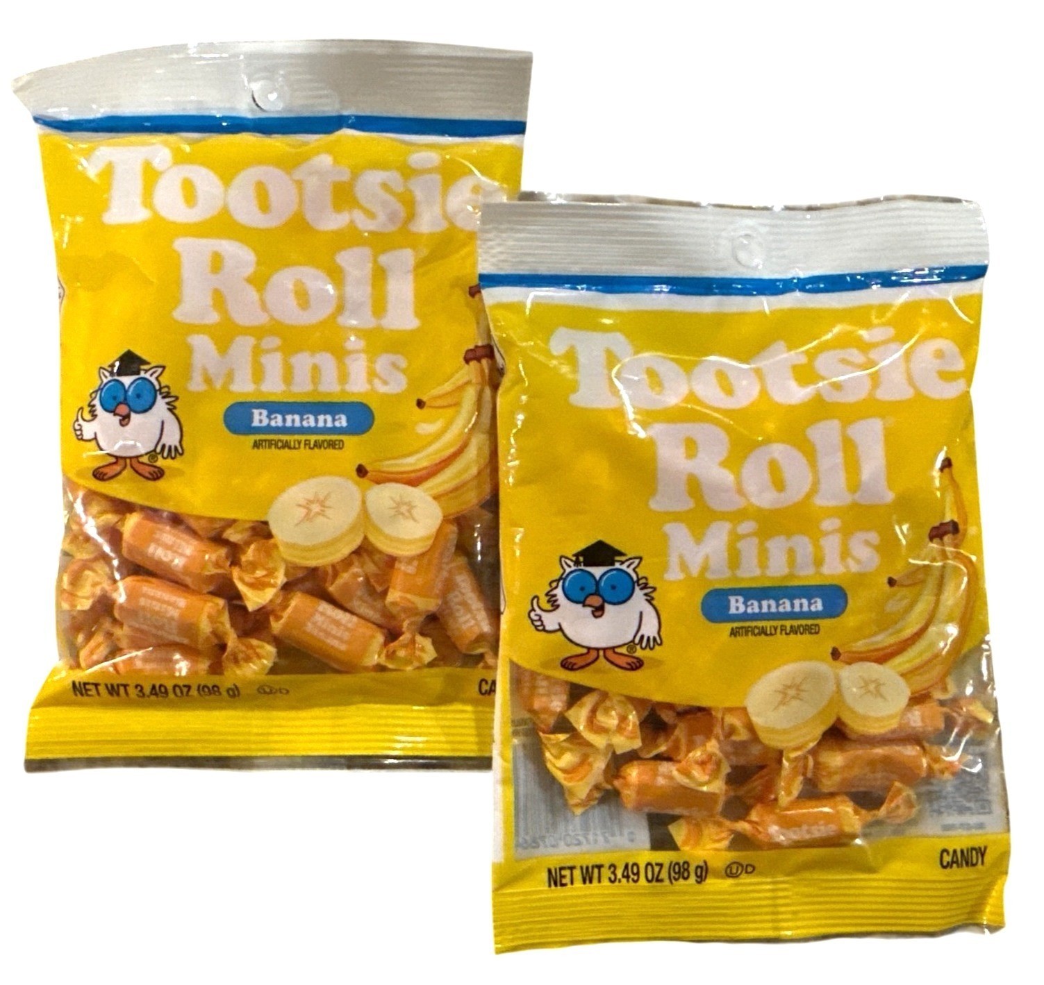 2pc Bags 3.49oz ea Tootsie Roll Minis Banana Flavor Gluten & Peanut Free LMT ED!