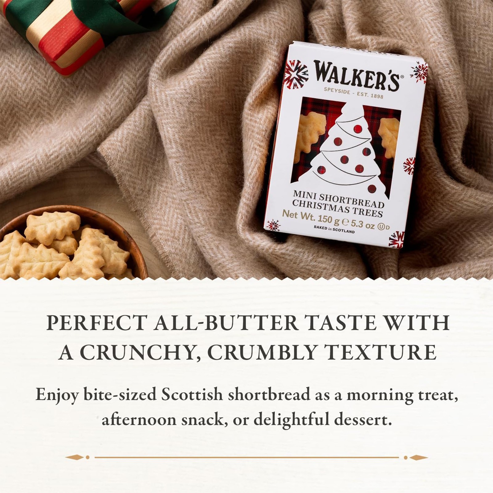 Walker’s Shortbread Christmas Tree Shaped Mini Holiday Cookies, Pure Butter Shor