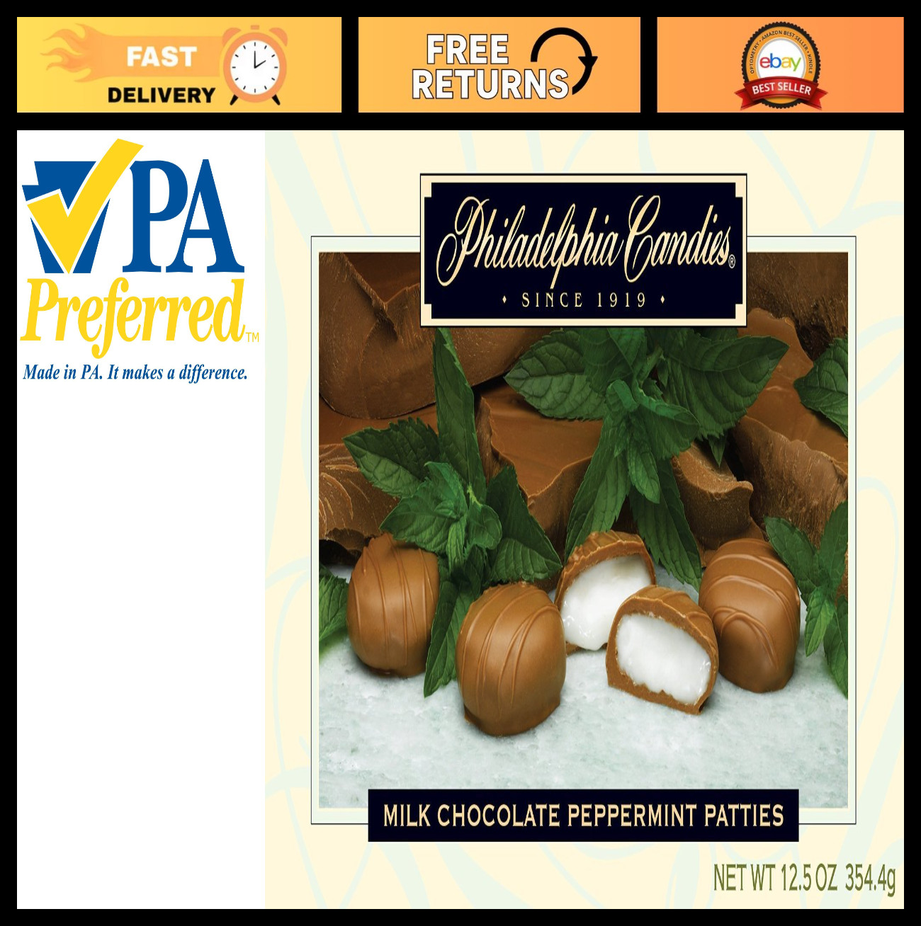 Milk Chocolate Covered Peppermint Patties – 12.5 oz Gift Box – Sweet Treats & Ho