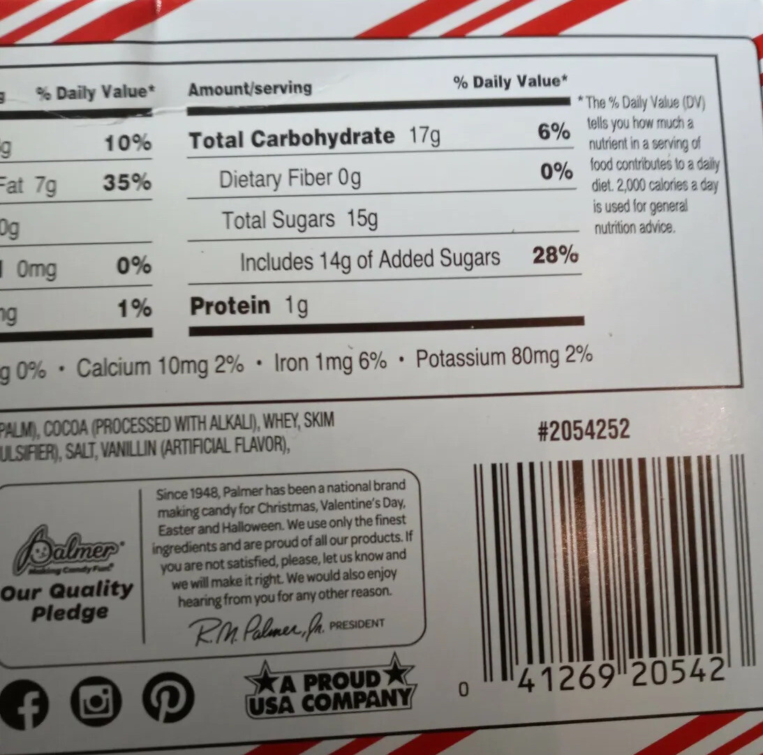 Palmer Peppermint Bark 1ea 4oz Box-SHIPS N 24 HOURS