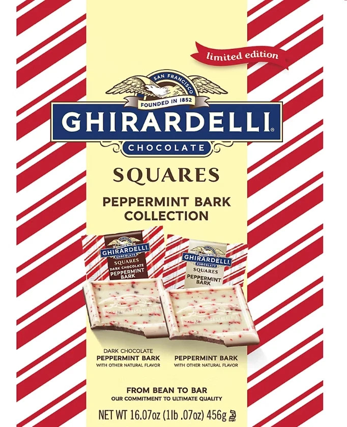 Ghirardelli Peppermint Bark Chocolate Squares 16oz | Limited Seasonal Treat