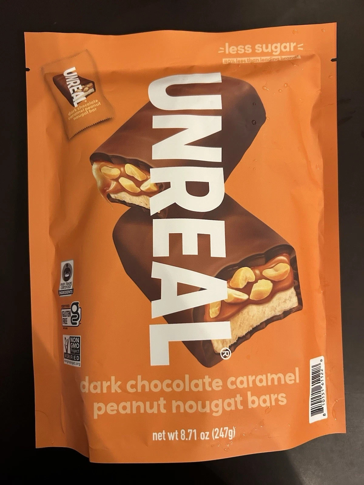 Unreal Dark Chocolate Caramel Peanut Nougat Bars 8.7 Ounce FREE SHIPPING