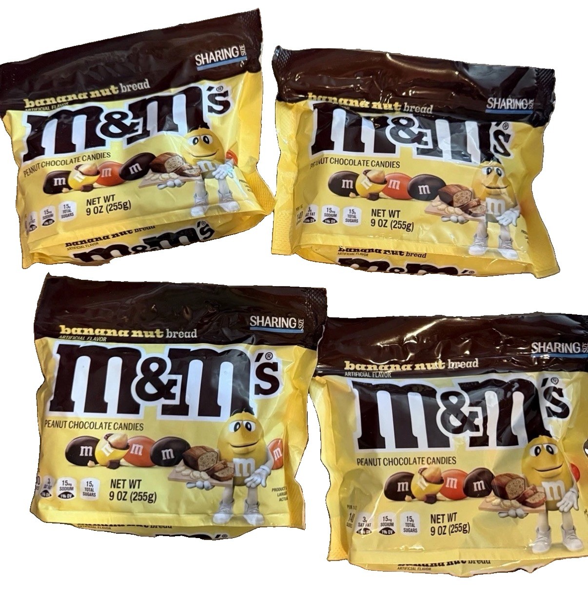 4 x Bags M&M’s Banana Nut 9 Oz Sharing Size Bags ~ Limited Edition 3/2027 VHTF