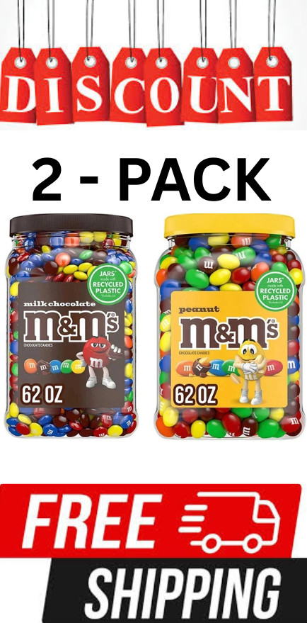 2 Pack M&M’S Milk Chocolate Candy & M&M’S Peanut Milk Chocolate Candy 62 Oz Each