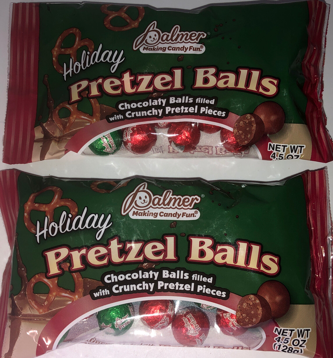 2ea 4.5oz Bags Palmer Holiday Pretzel Balls For Christmas,Snacks,Parties-SHIP24H