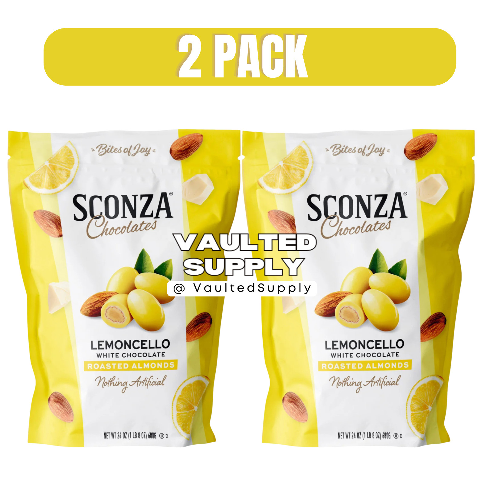 Sconza Limoncello White Chocolate Almonds 2 Pack 24oz Each Costco Size