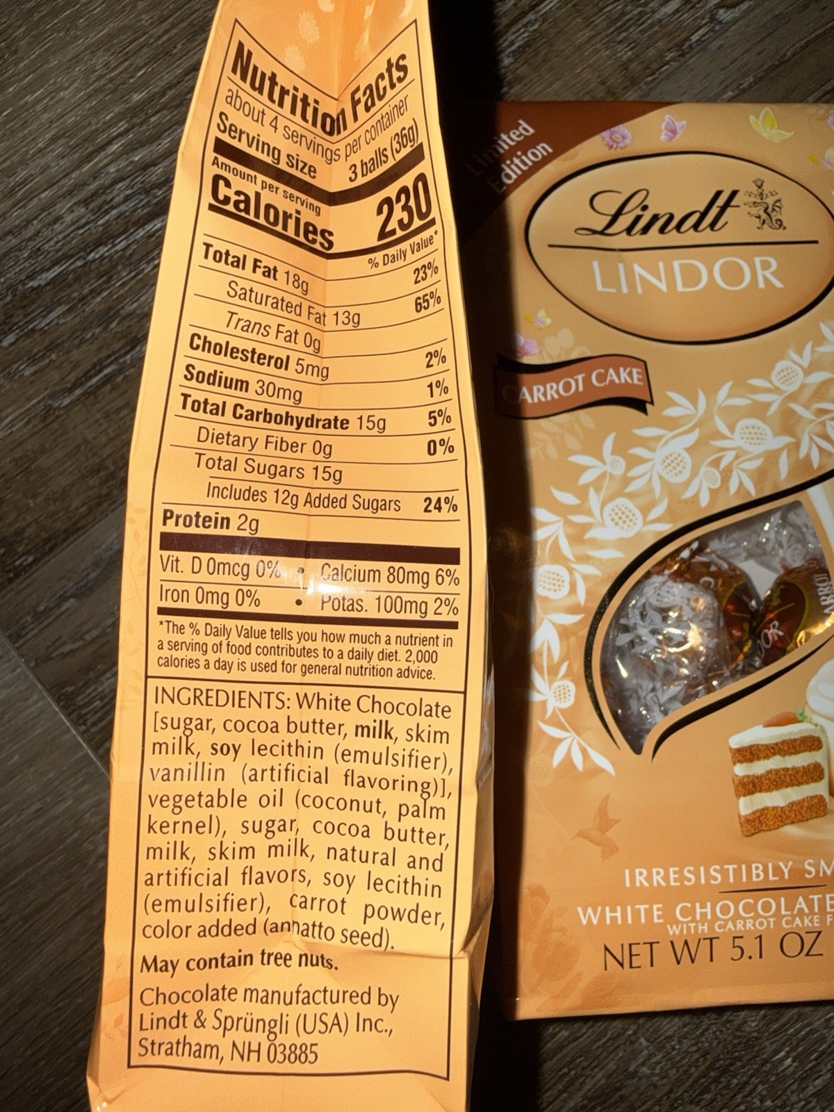 Lindt ~ 2-Bags Carrot Cake White Chocolate Truffles 5.1 oz Each ~ 09/30/2026