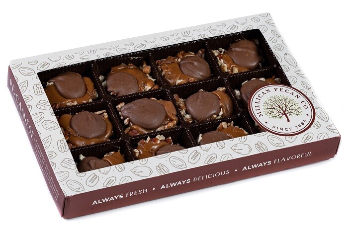 Chocolate Caramel Pecan Caramillicans 8 oz | Millican Pecan since 1888 | Texas