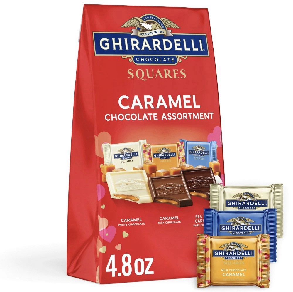 Ghirardelli Caramel White, Milk, Dark Chocolate Caramel Squares Assortment 4.8oz