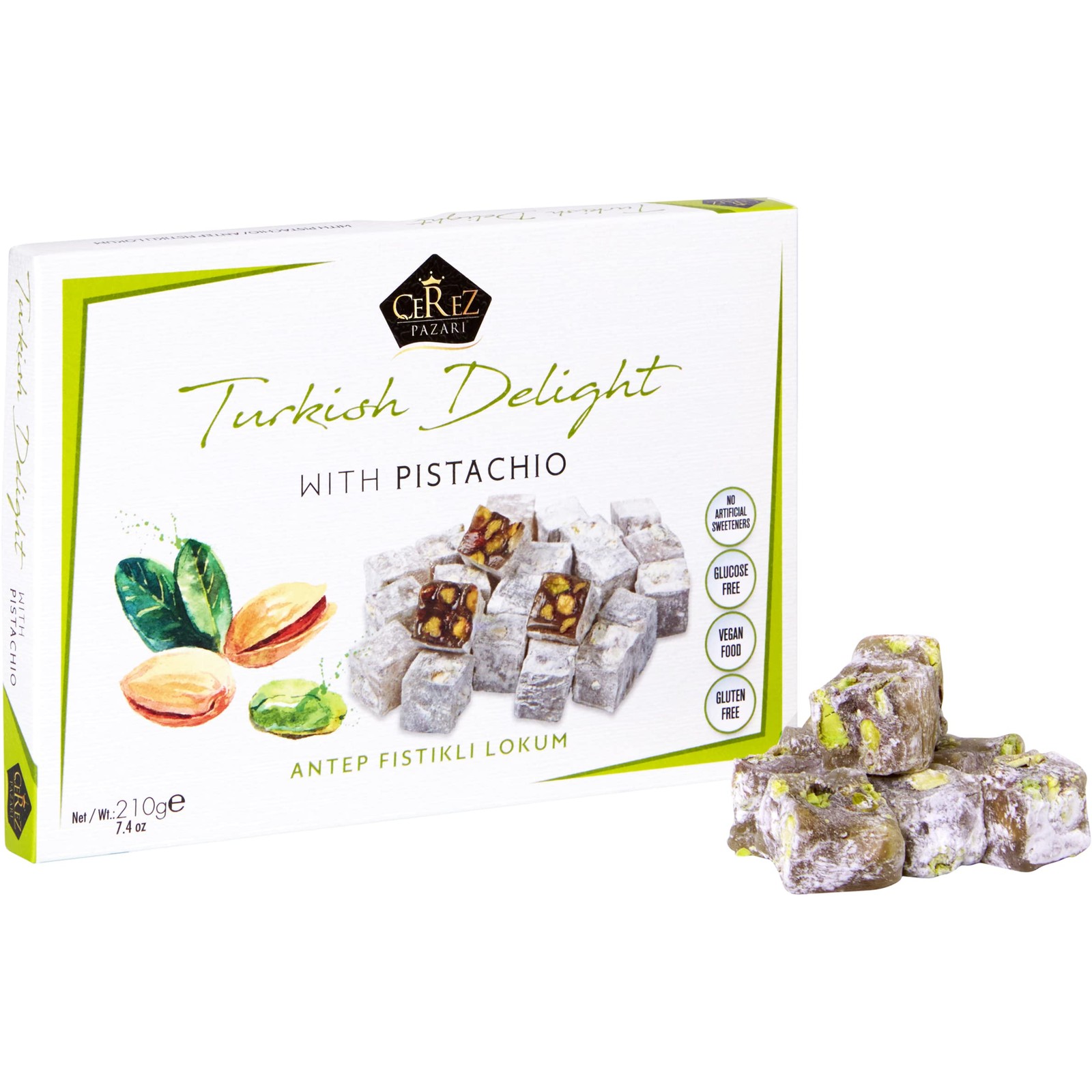 Cerez Pazari Turkish Delight Pistachio Candy, Gourmet Premium Vegan Sweets Sm…
