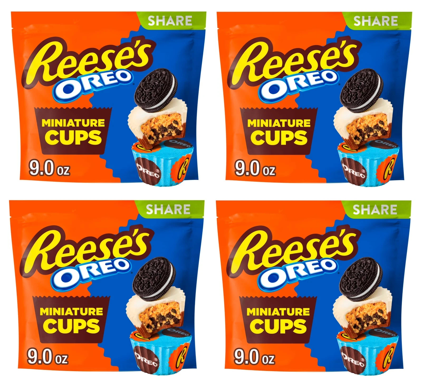 Reese’s Oreo Miniatures Milk Chocolate & White Peanut Butter Cup 9oz (Pack of 4)